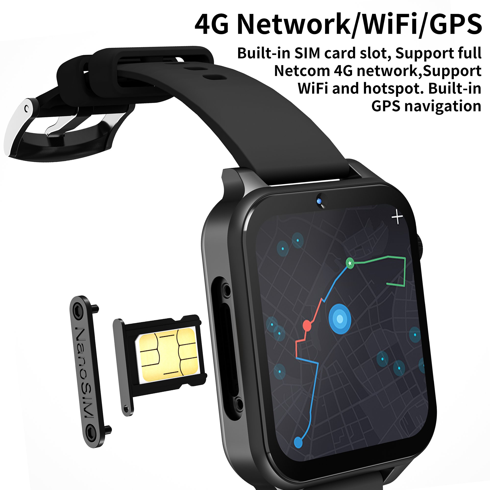 2024 New Android 9.0 4G SIM Card Call Watch APP WIFI Facial Recognition Sports Men and Women GPS Smart Watch KOM3 Smart Watch